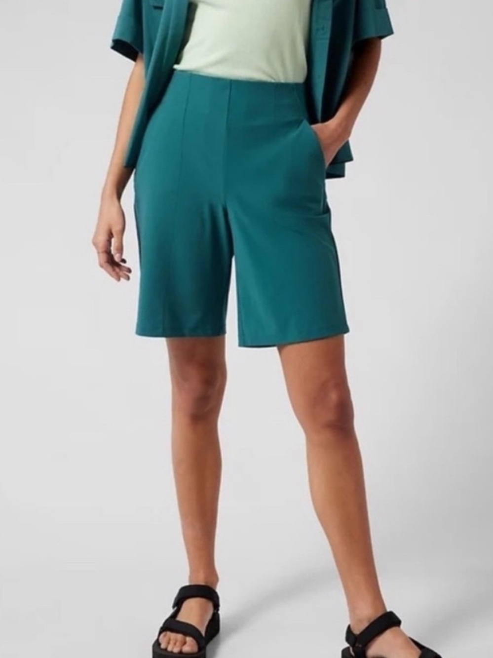 Athleta Cosmic Bermuda Shorts in Teal